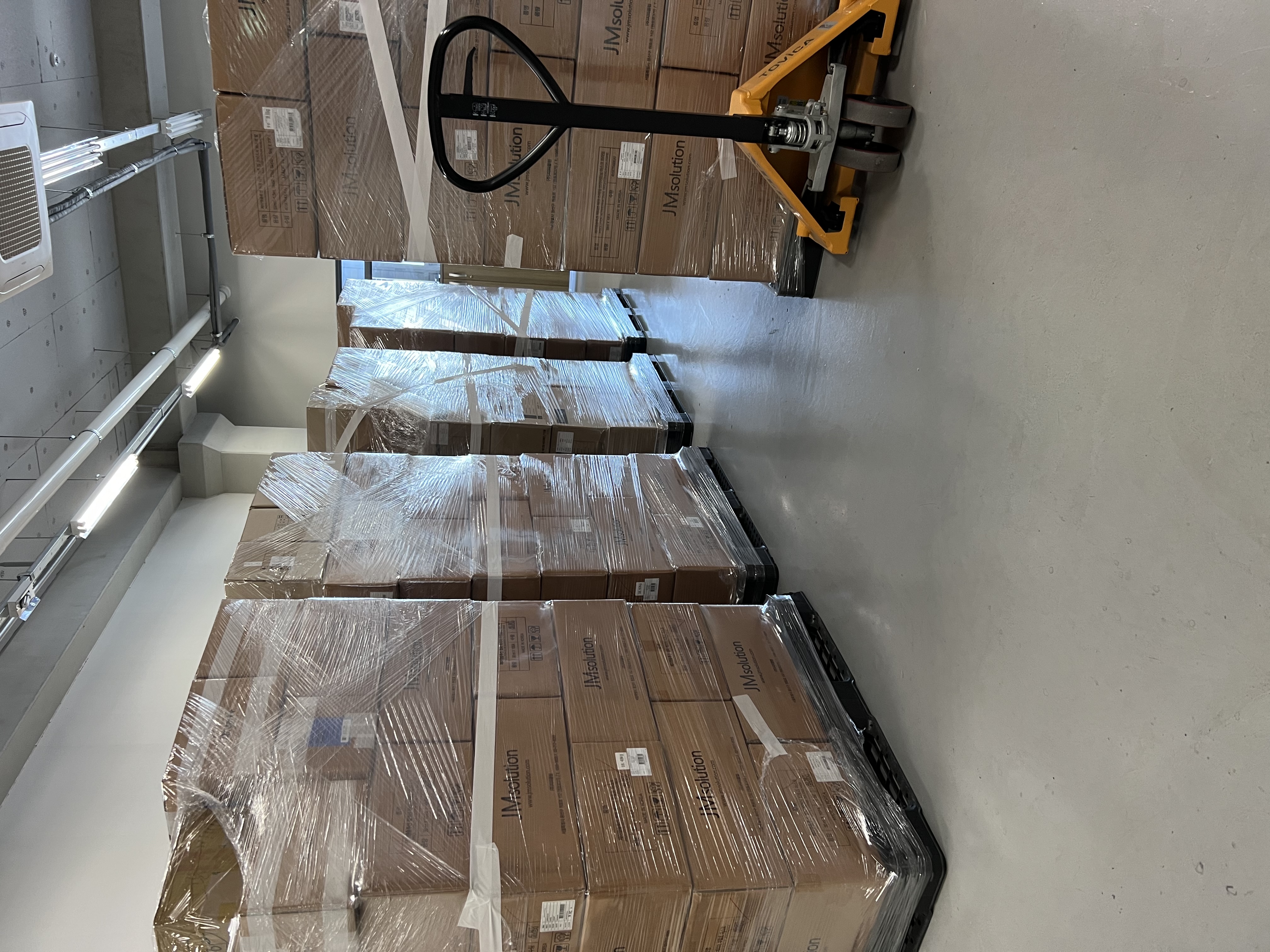 Stretch-wrapped K-Beauty Pallets